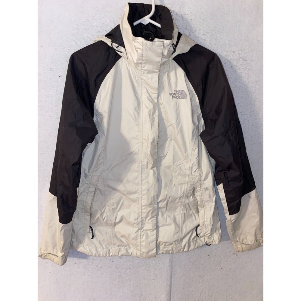 The North Face Jacket Womens Medium White HyVent DT Full Zip Hooded Nylon Rain